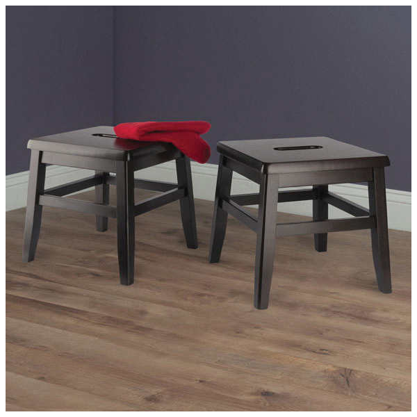 Winsome Kaya Series 23210 Conductor Stool Set, 12.8 in W, 12.8 in D, 12 in H, Wood, Coffee - 5