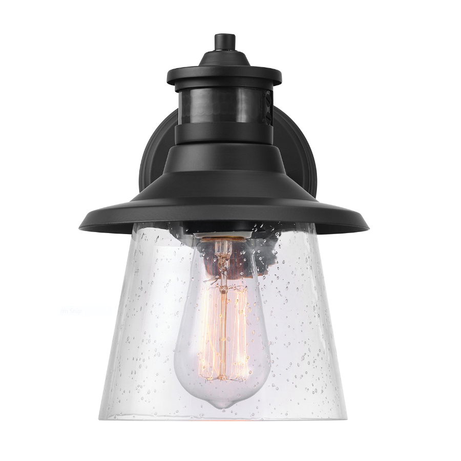 globe Juno Series 32982 Farmhouse Motion Sensor Outdoor Wall Sconce, 120 V, Incandescent, LED Lamp, Metal Fixture - 2