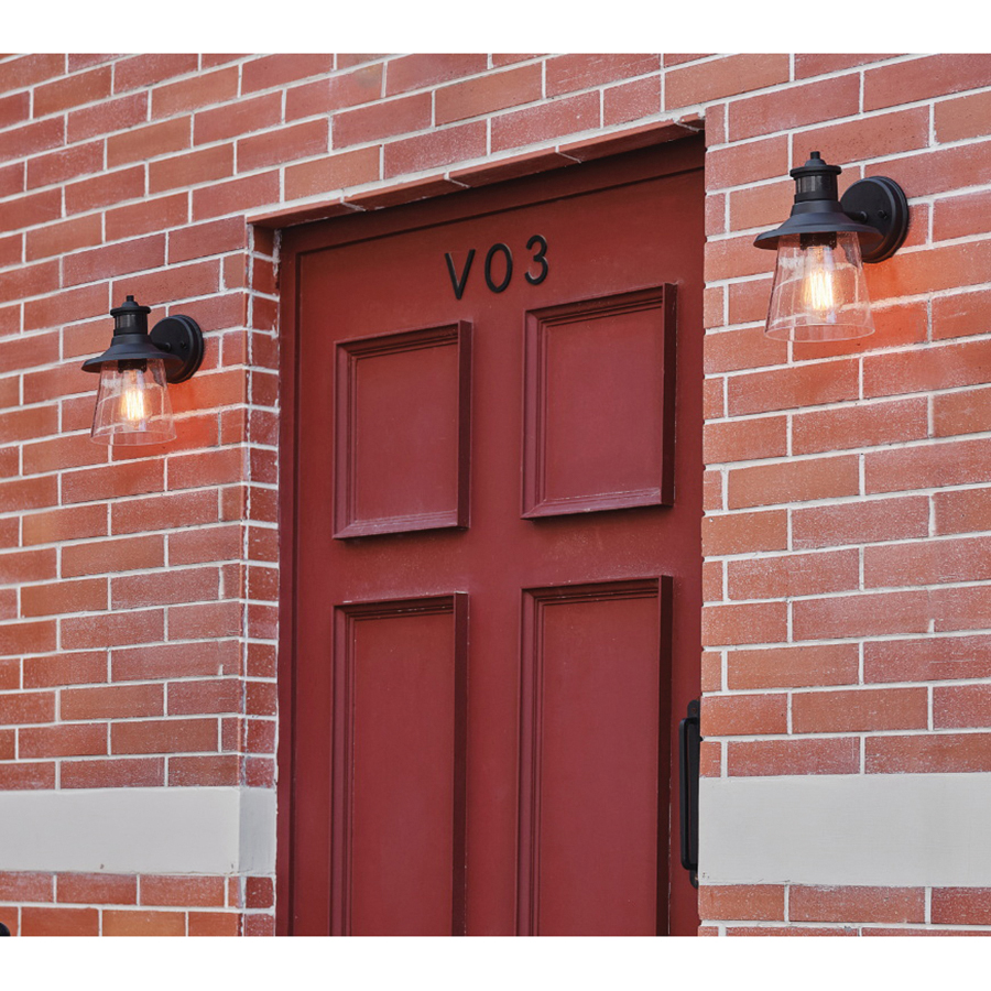 globe Juno Series 32982 Farmhouse Motion Sensor Outdoor Wall Sconce, 120 V, Incandescent, LED Lamp, Metal Fixture - 3