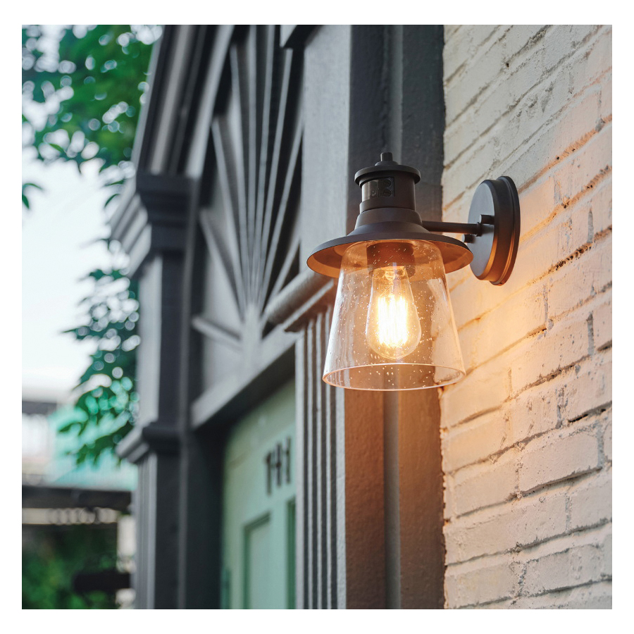 globe Juno Series 32982 Farmhouse Motion Sensor Outdoor Wall Sconce, 120 V, Incandescent, LED Lamp, Metal Fixture - 4