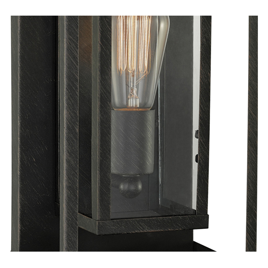 globe Montague Series 44307 Rustic Indoor/OutdoorWall Sconce, 120 V, Incandescent, LED Lamp, Metal Fixture - 4