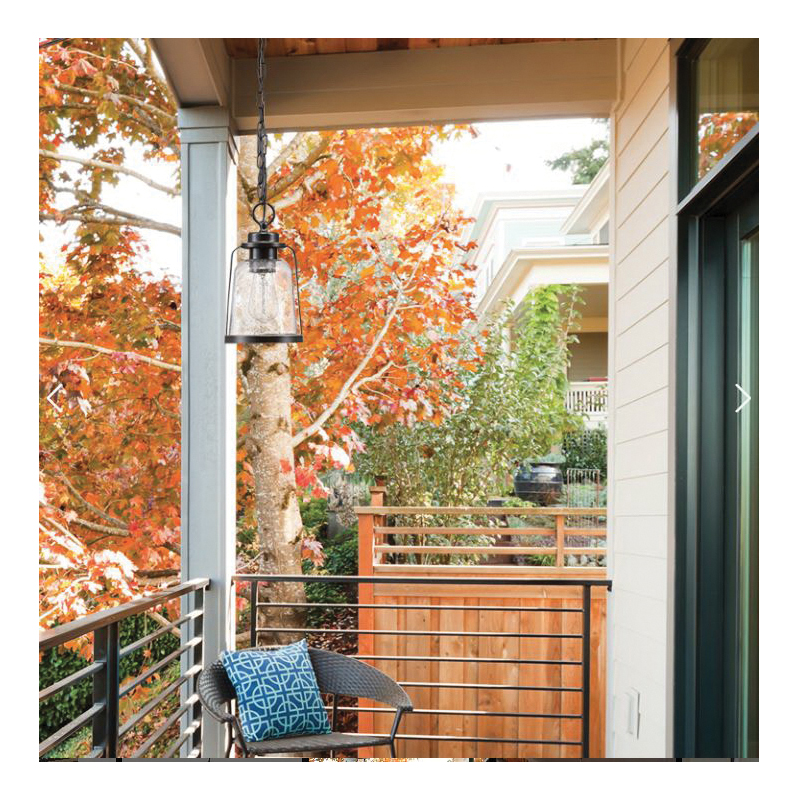 globe Roth Series 44309 Indoor/Outdoor Pendant, 120 V, 1-Lamp, Incandescent, LED Lamp, Metal Fixture, Brown Fixture - 4