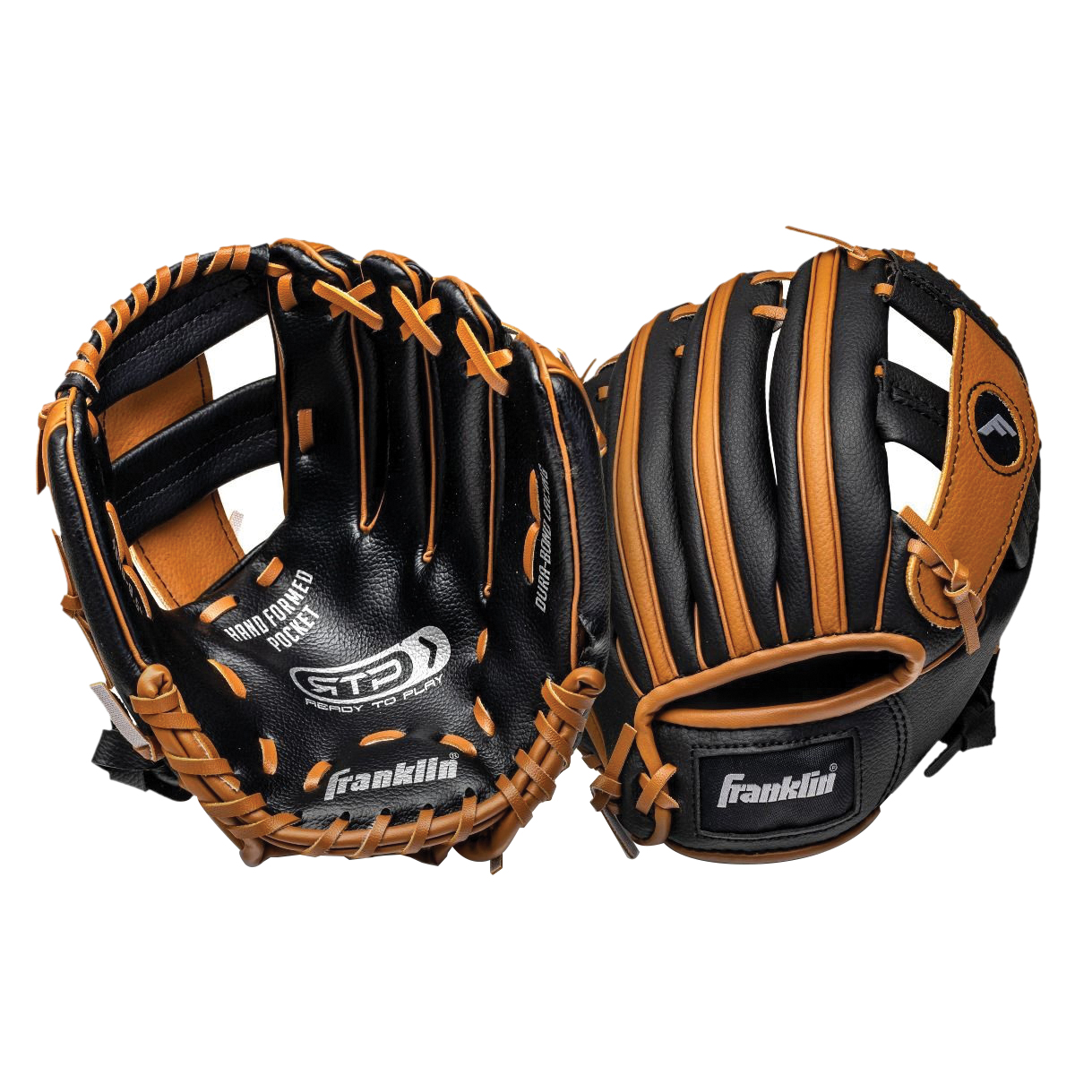 Franklin Sports 4809TBS Baseball Gloves with Ball, 9-1/2 in L, PVC, Black/Tan - 3