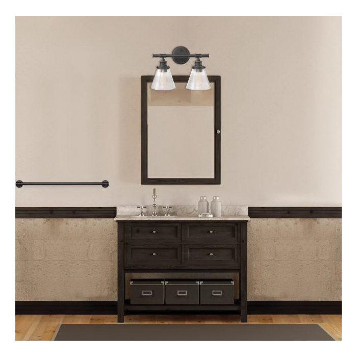 globe Parker Series 51444 Vanity Light, 120 V, 2-Lamp, LED Lamp, Metal Fixture, Brown Fixture - 4