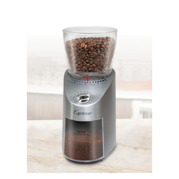 Capresso Infinity Plus Series 575.05 Coffee Grinder, 4 oz Ground Container, 11 oz Hopper, 120 V, 60 Hz, 100 W, Silver - 2