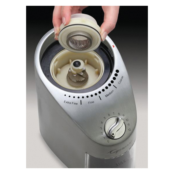 Capresso Infinity Plus Series 575.05 Coffee Grinder, 4 oz Ground Container, 11 oz Hopper, 120 V, 60 Hz, 100 W, Silver - 3