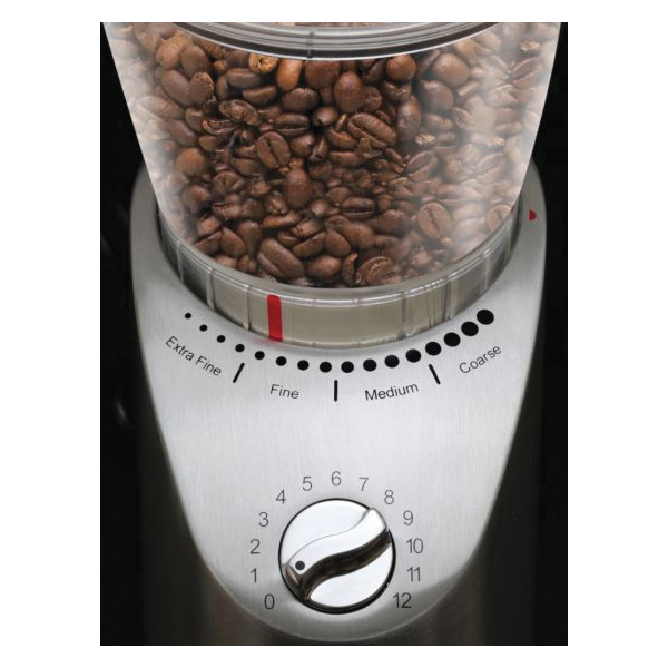 Capresso Infinity Plus Series 575.05 Coffee Grinder, 4 oz Ground Container, 11 oz Hopper, 120 V, 60 Hz, 100 W, Silver - 4