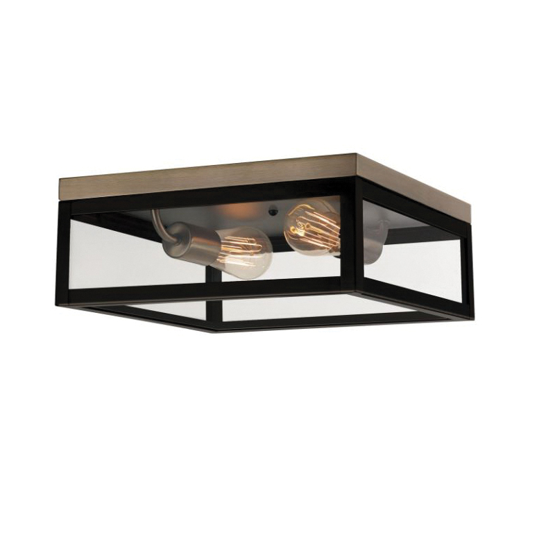 globe Verona Series 65919 Flush-Mount Light, 120 V, 2-Lamp, Incandescent, LED Lamp, Metal Fixture, Dark Bronze Fixture - 2