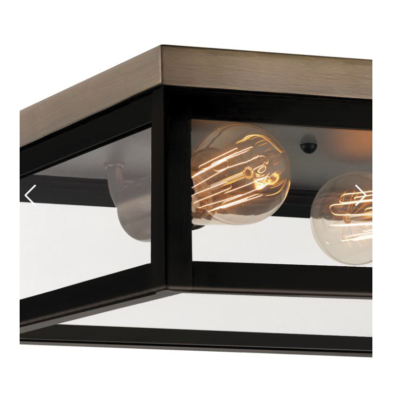 globe Verona Series 65919 Flush-Mount Light, 120 V, 2-Lamp, Incandescent, LED Lamp, Metal Fixture, Dark Bronze Fixture - 4