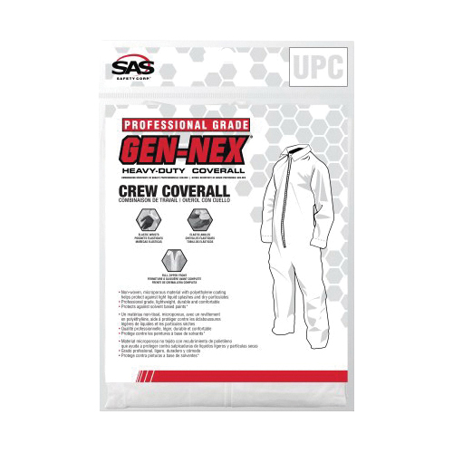 SAS Safety Corp Gen-Nex 6952 Crew Coverall, Unisex, M, Fiber/Polyethylene, White - 3