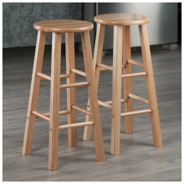 Winsome Element Series 83270 Bar Stool Set, 13.58 in W, 13.58 in D, 28.98 in H, Wood, Wood Seat, Beige, Natural - 5