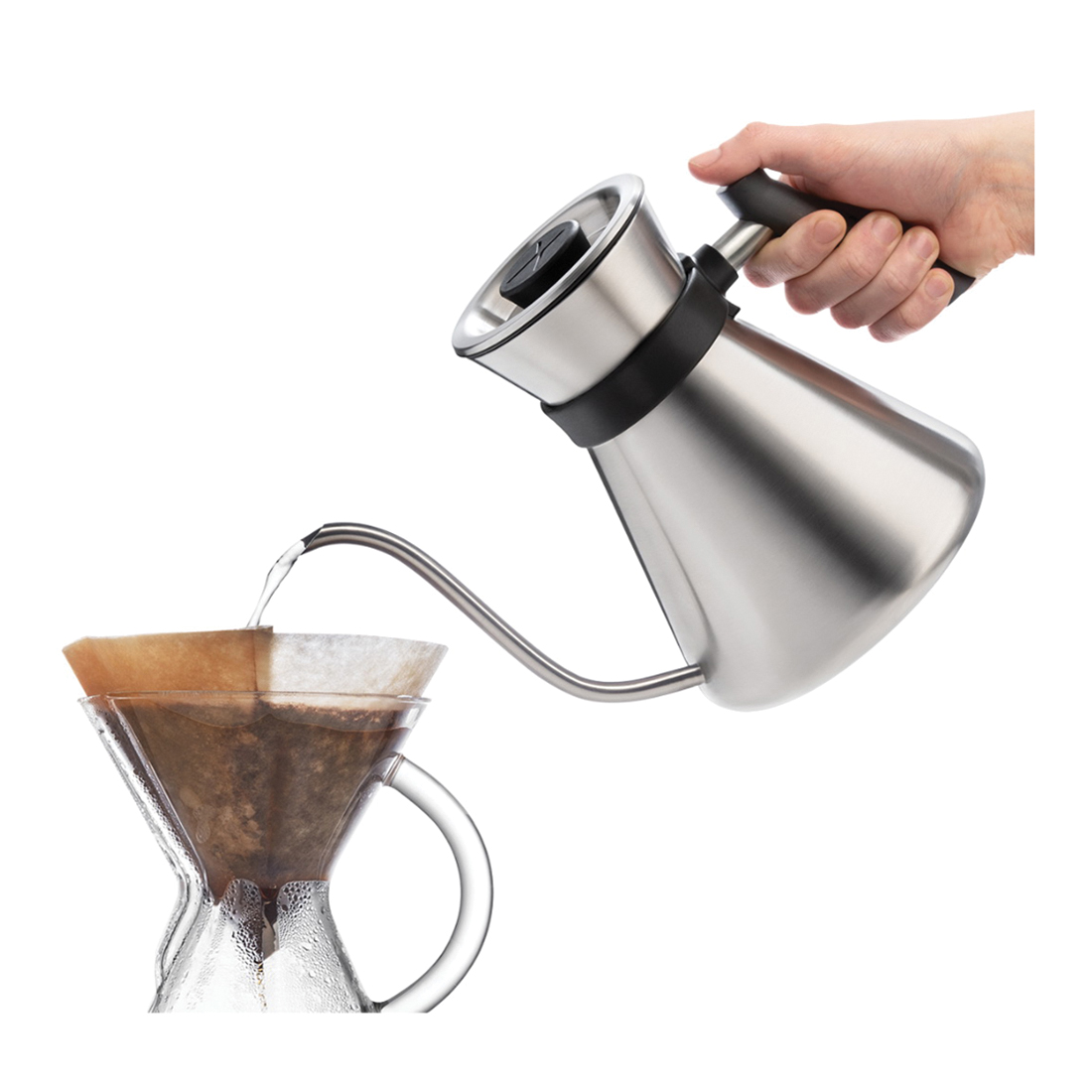 Chemex CHT-SS-1-B Kettle, 1.2 L, Stainless Steel, Brushed/Matte Black - 2