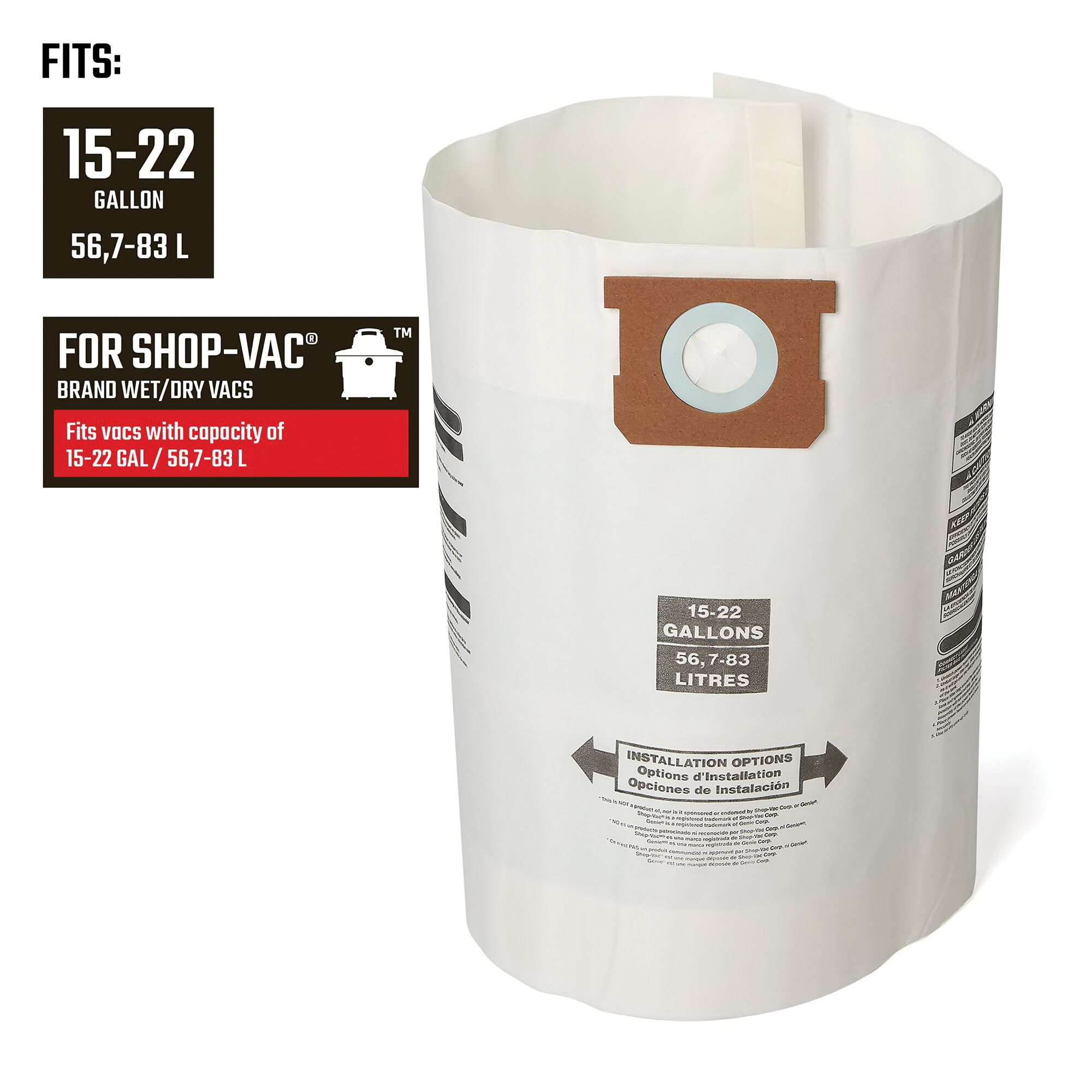 Craftsman CMXZVBE38772 Dust Collection Bag, 15 to 22 gal, 21 in L, 9-1/2 in W - 4