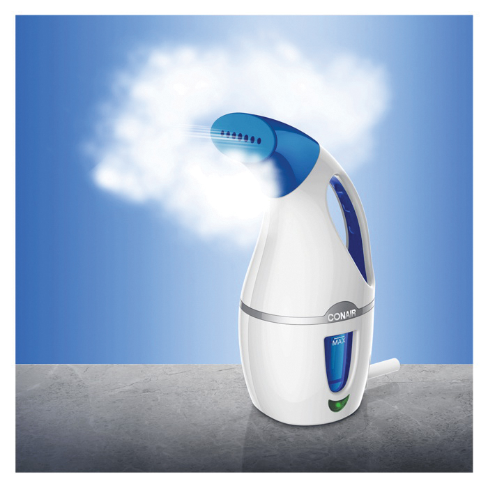 Conair GS2X Travel Fabric Steamer, 1100 W, 5 min Steam Output, 4.9 oz Water Tank, Blue/White - 3