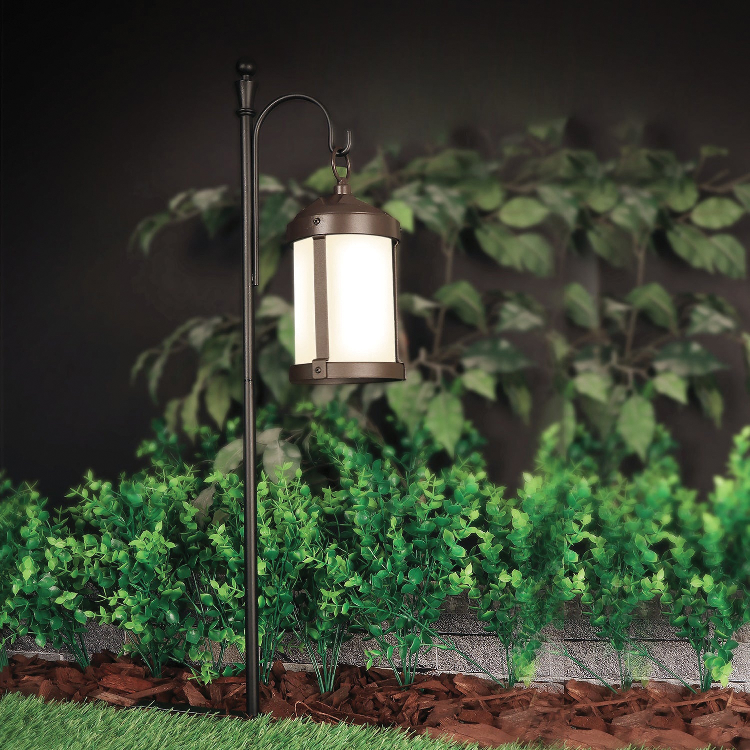 Feit Electric OneSync LAN4RND/SYNC/SOL/BZ Solar Lantern, Round, Battery, 1-Lamp, LED, Glass/Metal - 2
