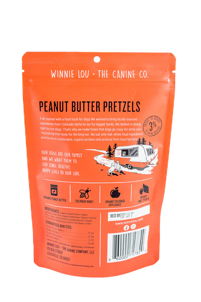 Winnie Lou PBP Dog Treat, Peanut Butter Pretzel, 4 oz, Bag - 2