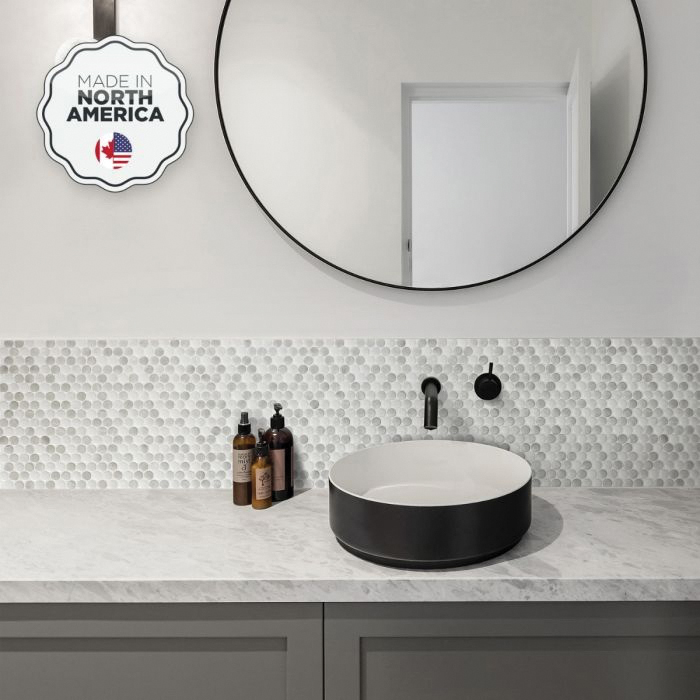 Smart Tiles SM1188G-04-QG Penny Roccia Wall Tile, 9 in L, 9 in W, Straight Edge, Interlocking Pattern, Vinyl, Gray - 3