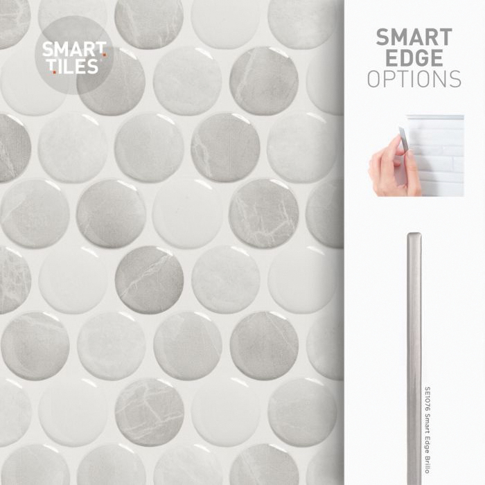 Smart Tiles SM1188G-04-QG Penny Roccia Wall Tile, 9 in L, 9 in W, Straight Edge, Interlocking Pattern, Vinyl, Gray - 5