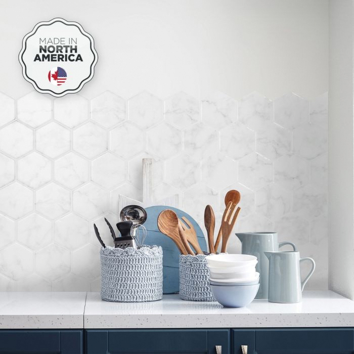 Smart Tiles SM1190G-04-QG Hexa Yule Wall Tile, 10-1/2 in L, 9-1/2 in W, Straight Edge, Interlocking Pattern, Vinyl - 4