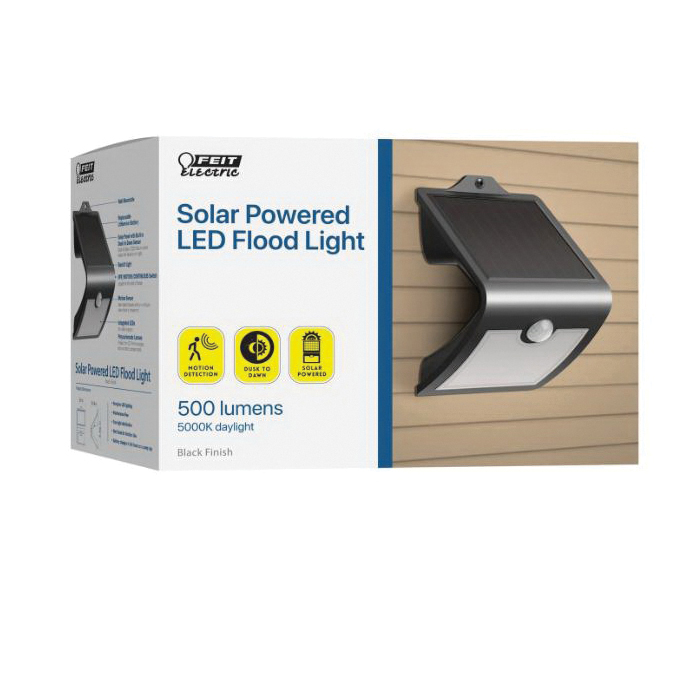 Feit Electric SV6/500/SOL/BLK Solar-Powered Flood Light, LED Lamp, Daylight White, 500 Lumens, 5000 K Color Temp - 2