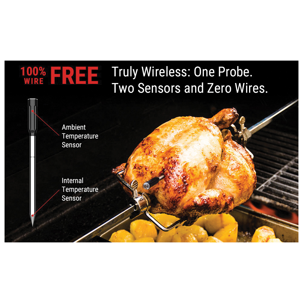 ThermoPro TP960W Meat Thermometer, 500 ft, Backlight Display, Dual Sensor, 3-3/4, 6 in L Probe, Red - 4