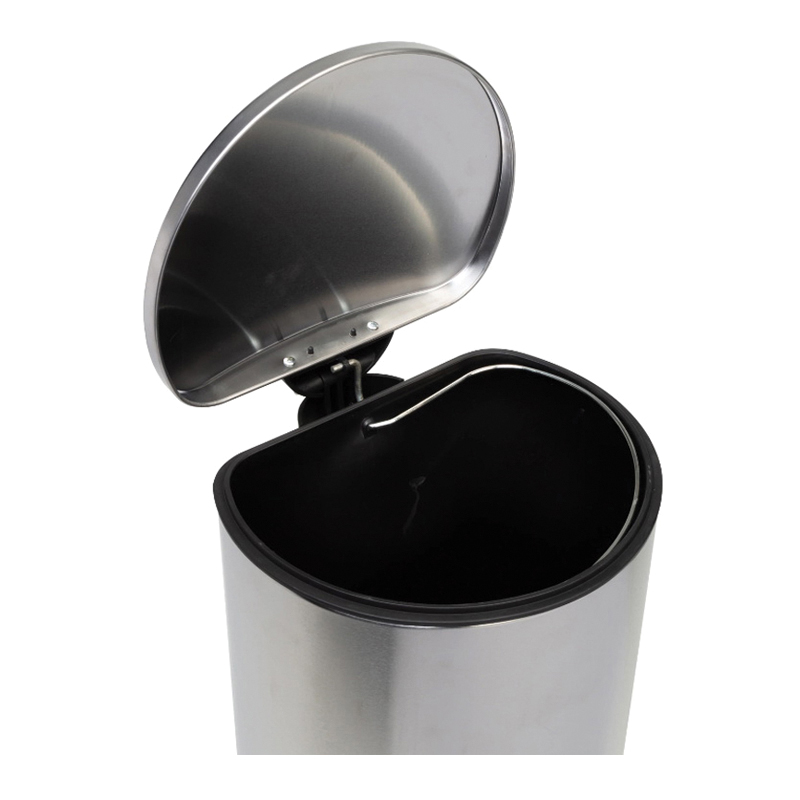 Honey-Can-Do TRS-09331 Semi-Round Trash Can, 30 L, Stainless Steel, Silver, Lid - 2
