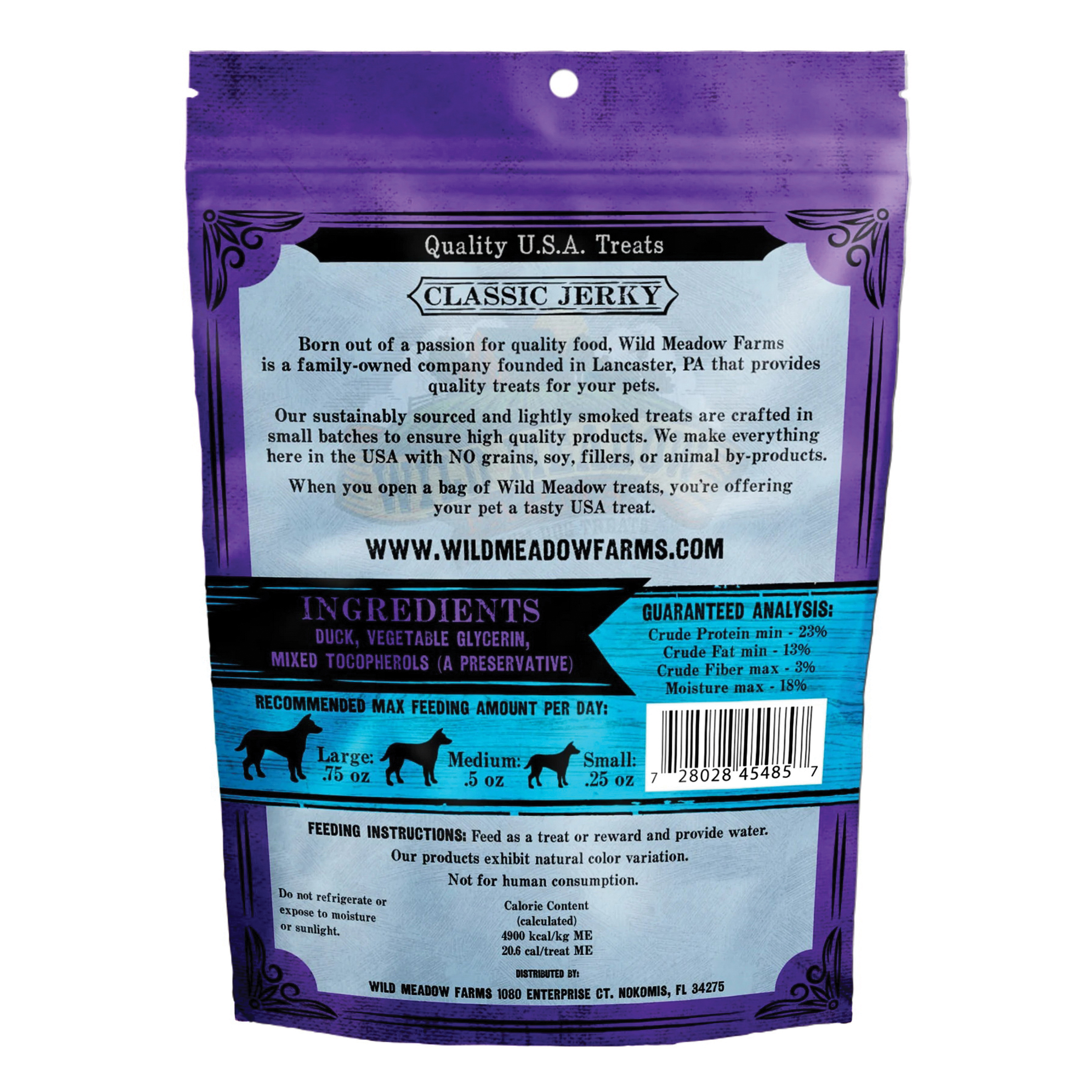 Wild Meadow Farms Classic Jerky Series WMCDB857 Dog Treat, Duck, 4 oz - 3