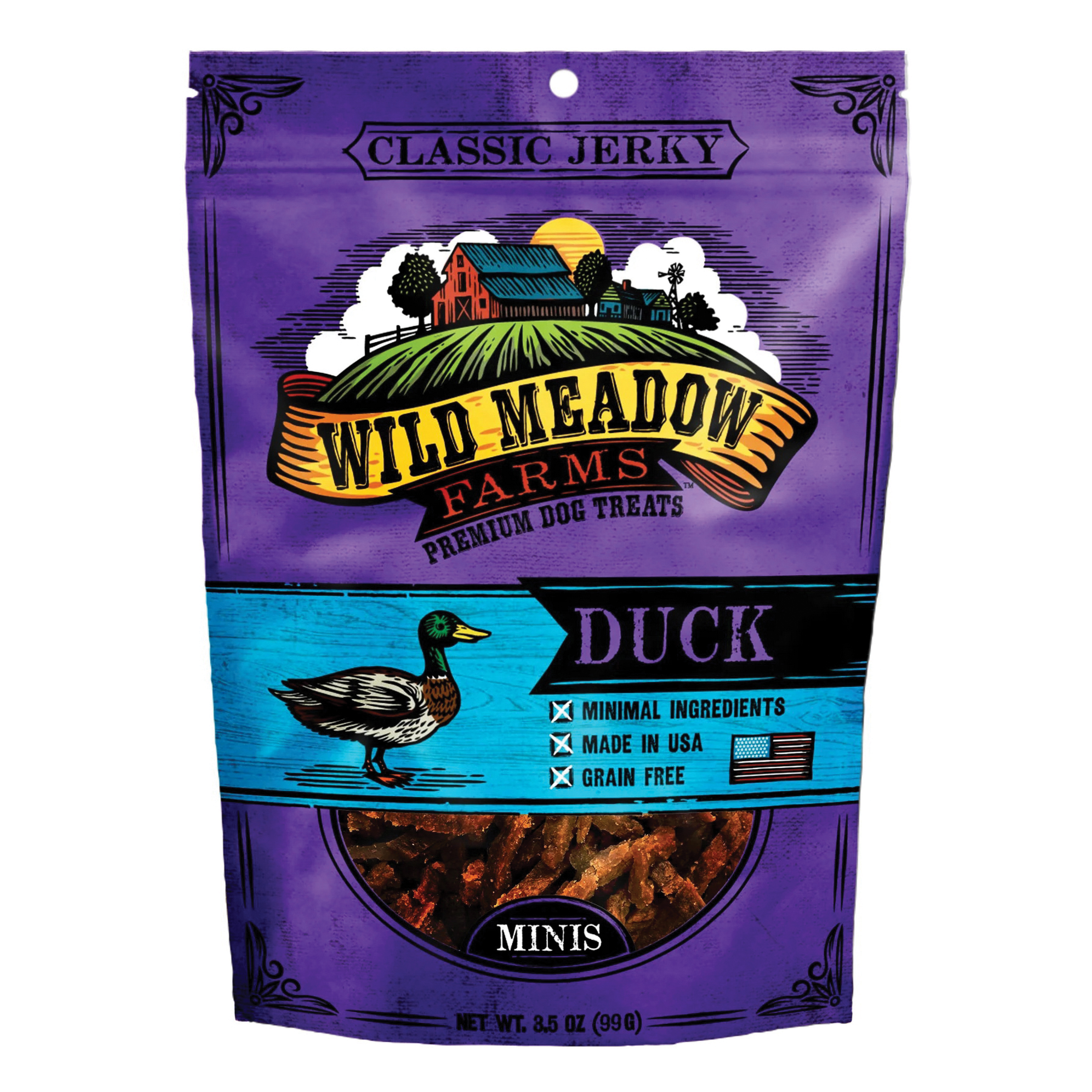Wild Meadow Farms Classic Jerky Series WMCDM789 Dog Treat, S, Duck, 4 oz - 2