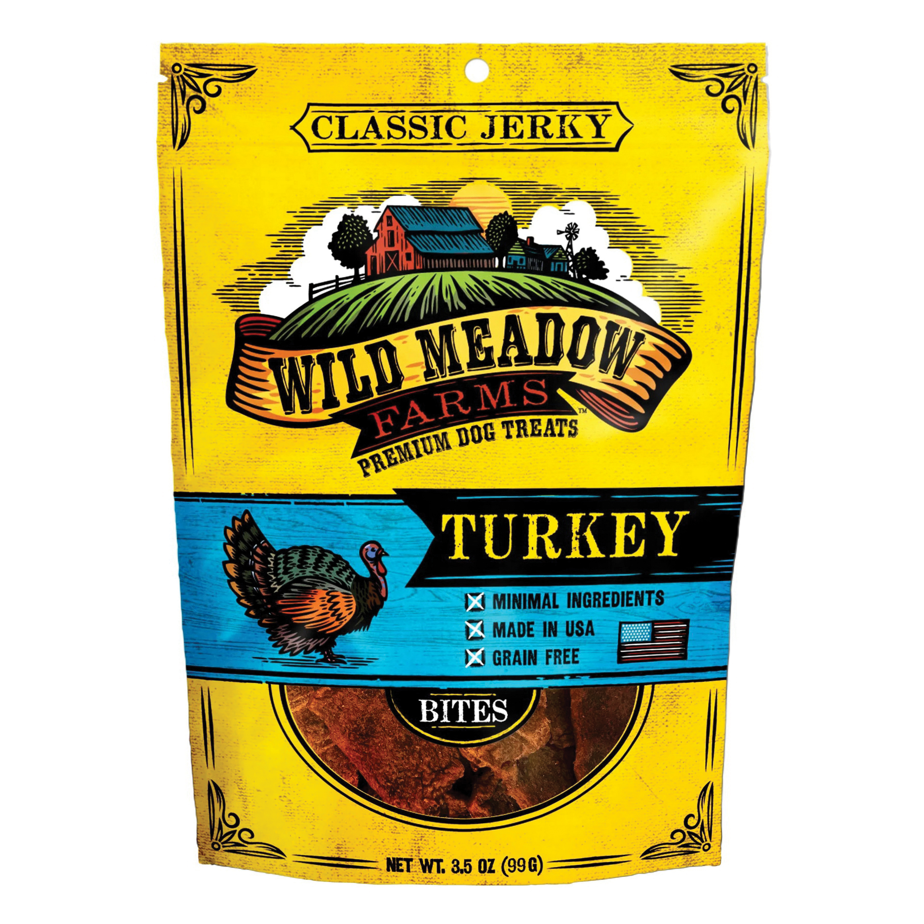 Wild Meadow Farms Classic Jerky Series WMCTB888 Dog Treat, Turkey, 4 oz - 2