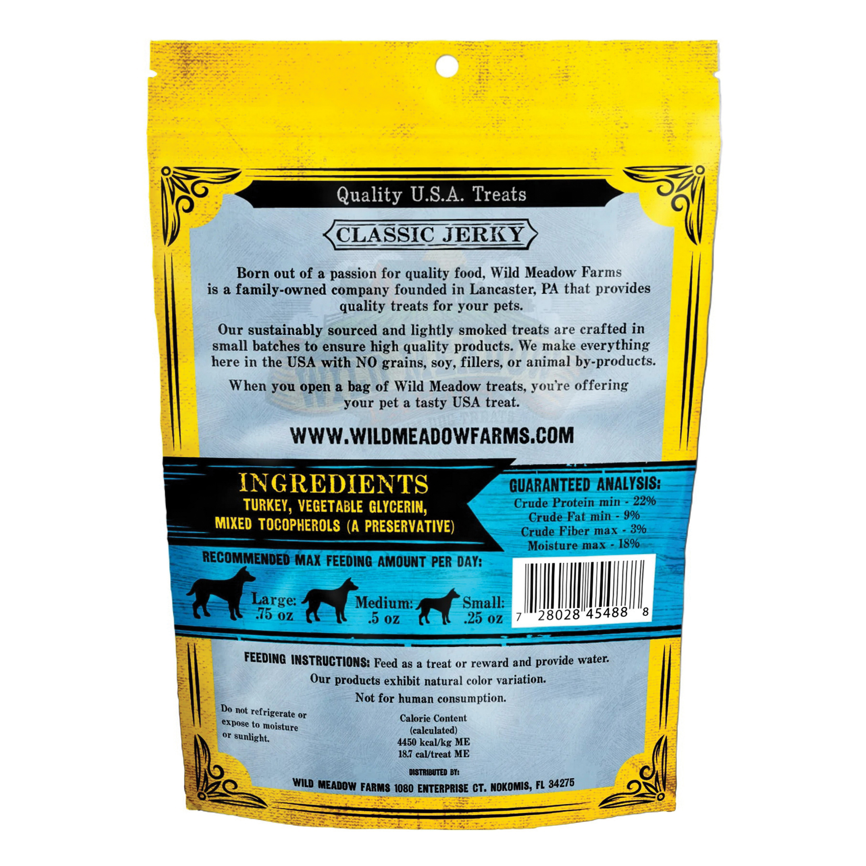 Wild Meadow Farms Classic Jerky Series WMCTB888 Dog Treat, Turkey, 4 oz - 3