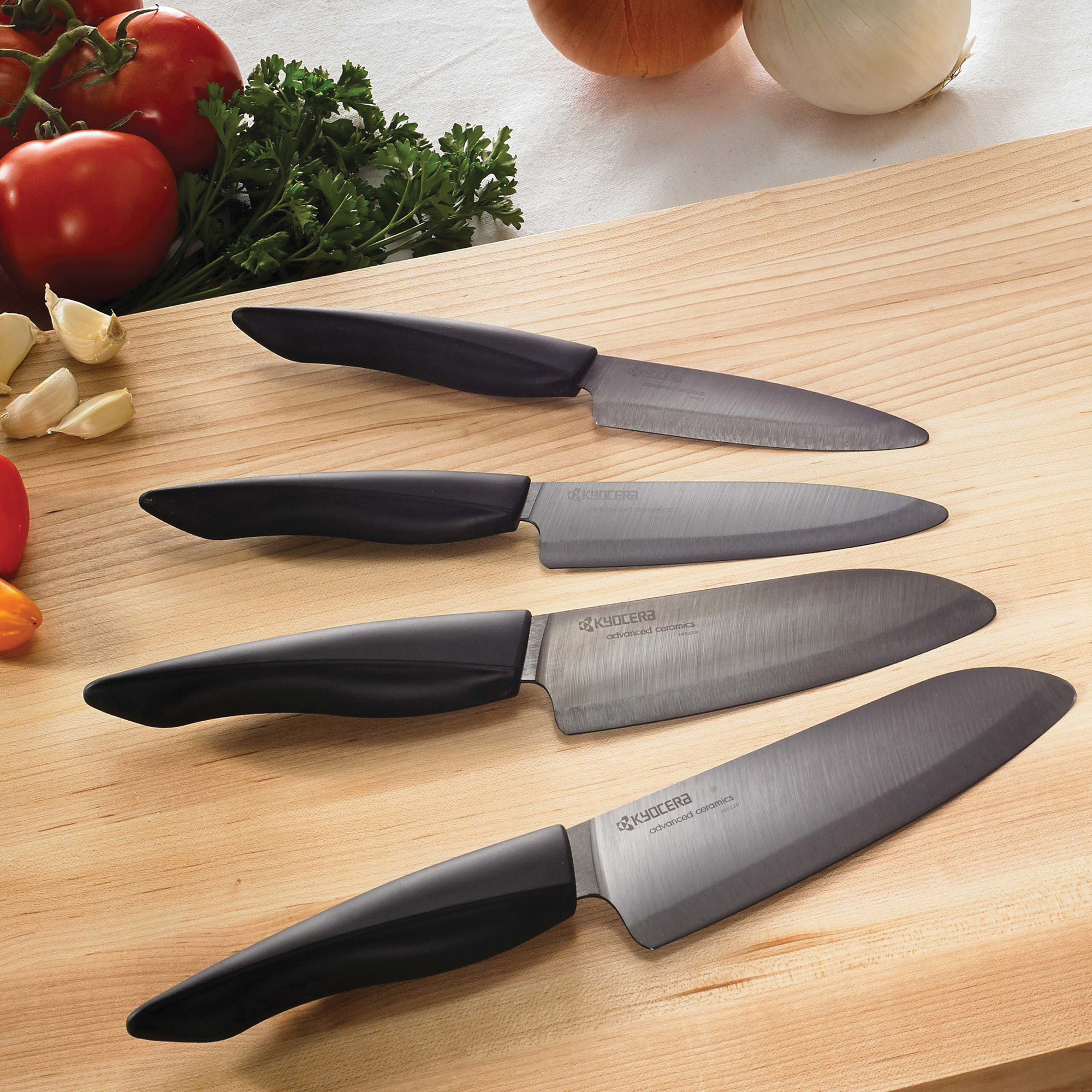 Kyocera INNOVATIONblack Series ZK-140 BK Santoku Knife, 5-1/2 in L Blade, Ceramic Blade, Black Handle - 4
