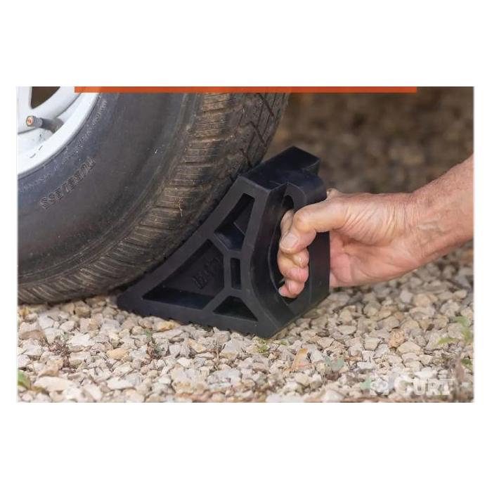 Curt 22802 Wheel Chock, 10 in L, 5-7/8 in W, 3-7/8 in H, Rubber/Steel - 3