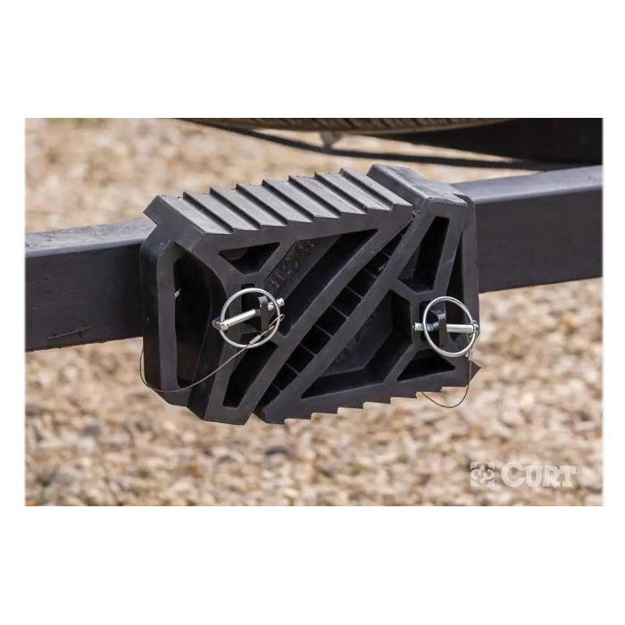 Curt 22802 Wheel Chock, 10 in L, 5-7/8 in W, 3-7/8 in H, Rubber/Steel - 4