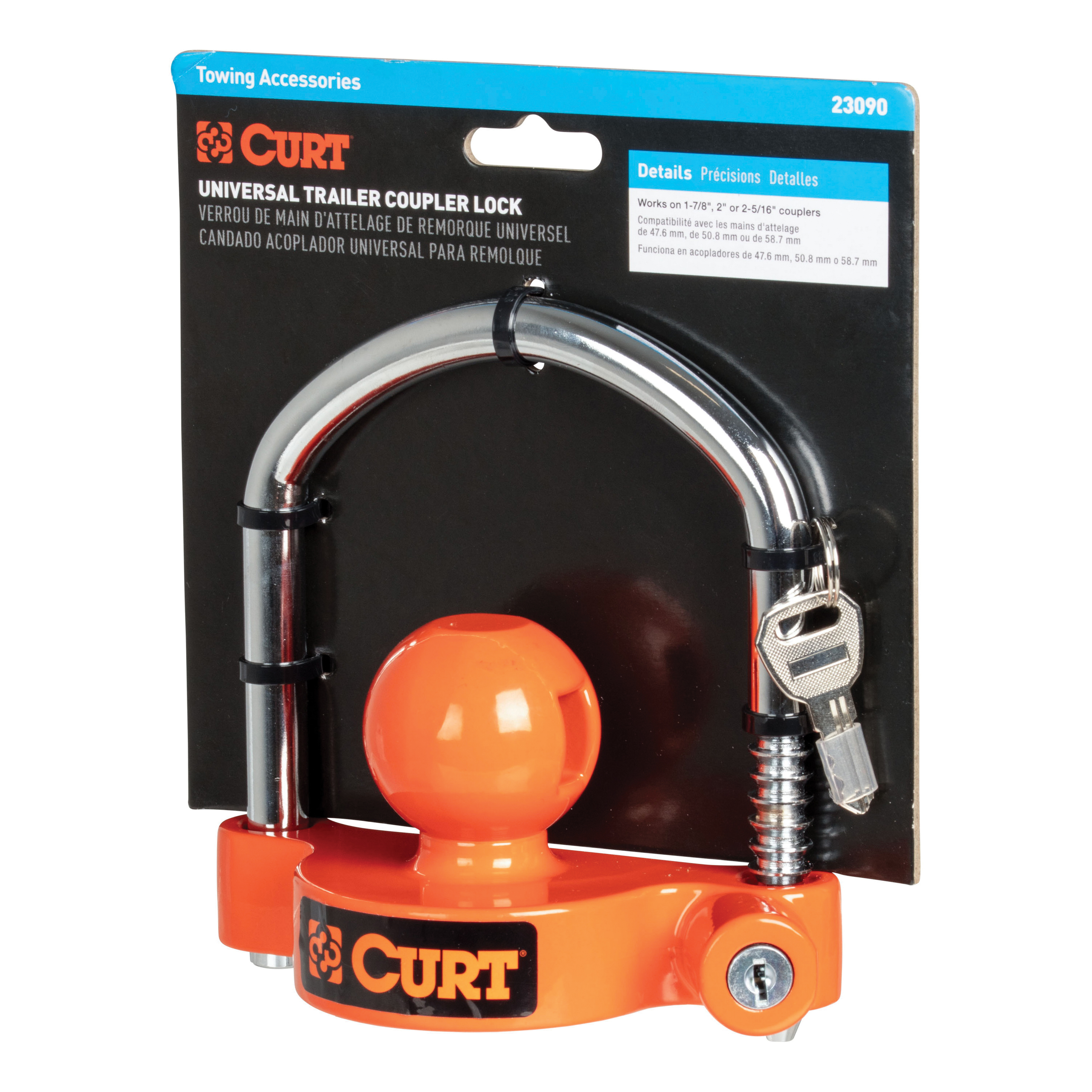 Curt 23090 Universal Trailer Coupler Lock, Aluminum/Carbon Steel, Powder-Coated - 3