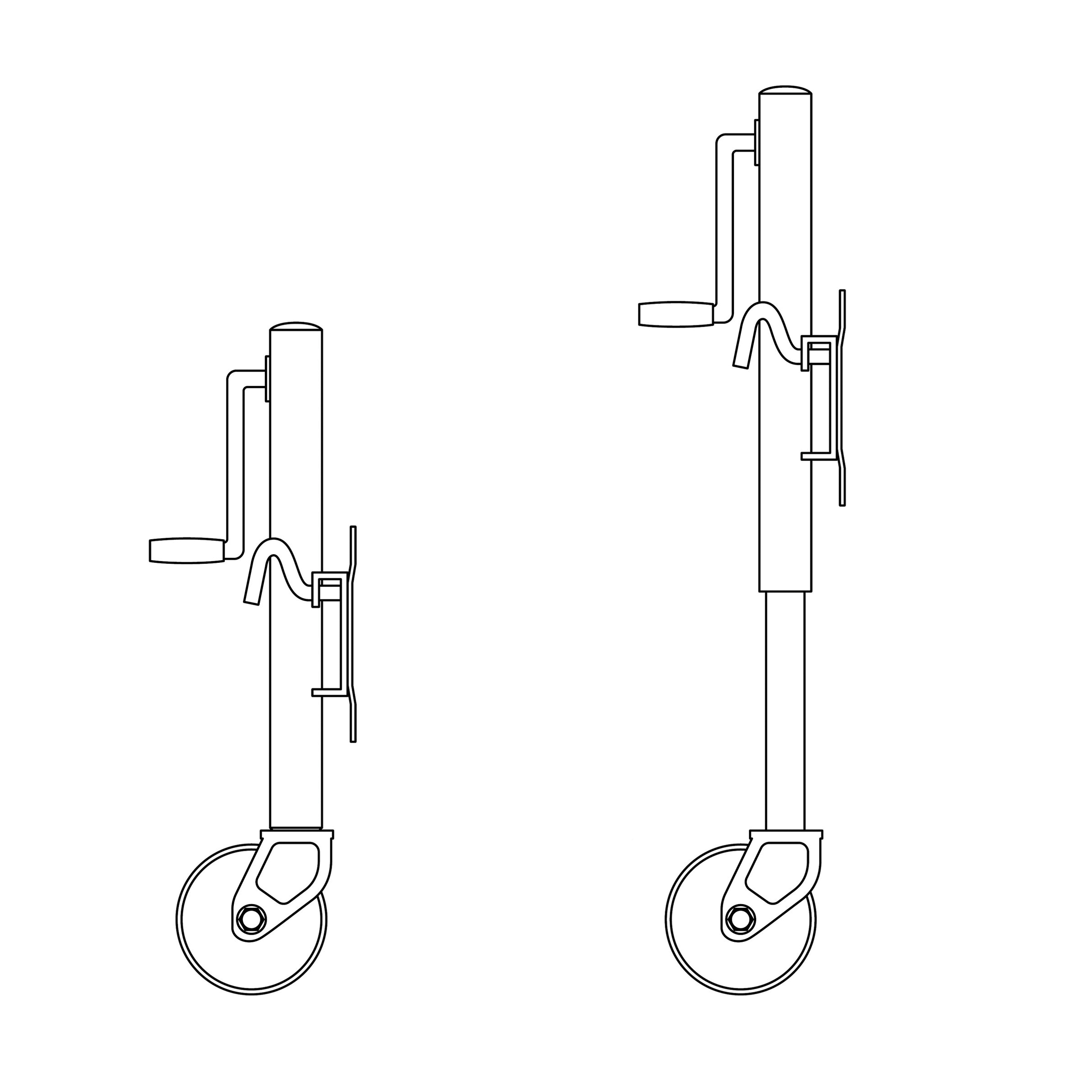 Curt 28101 Marine Jack with 6 in Wheel, 1000 lb Lifting, 10 in Max Lift H, 23-1/4 in OAH, Composite - 2