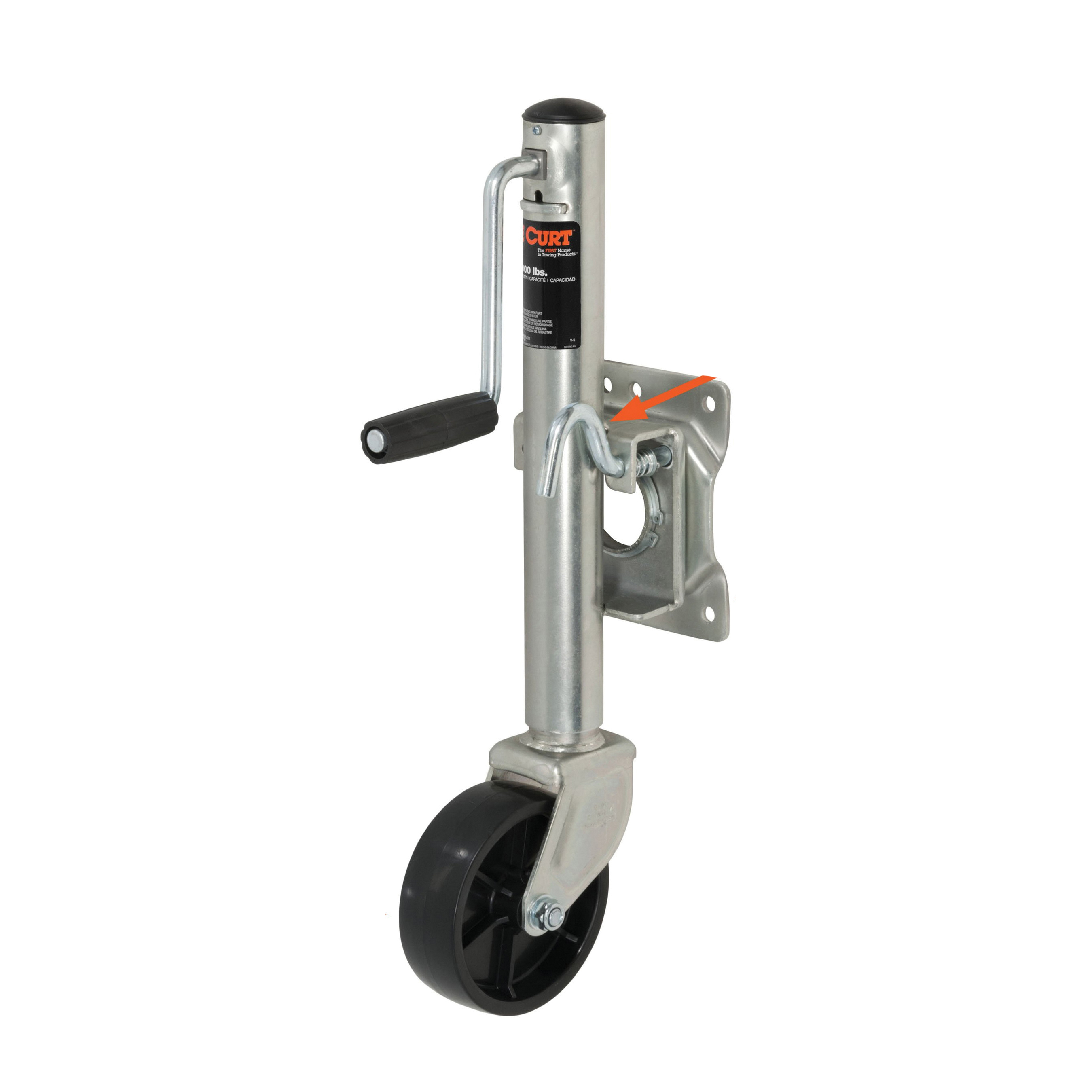Curt 28101 Marine Jack with 6 in Wheel, 1000 lb Lifting, 10 in Max Lift H, 23-1/4 in OAH, Composite - 3