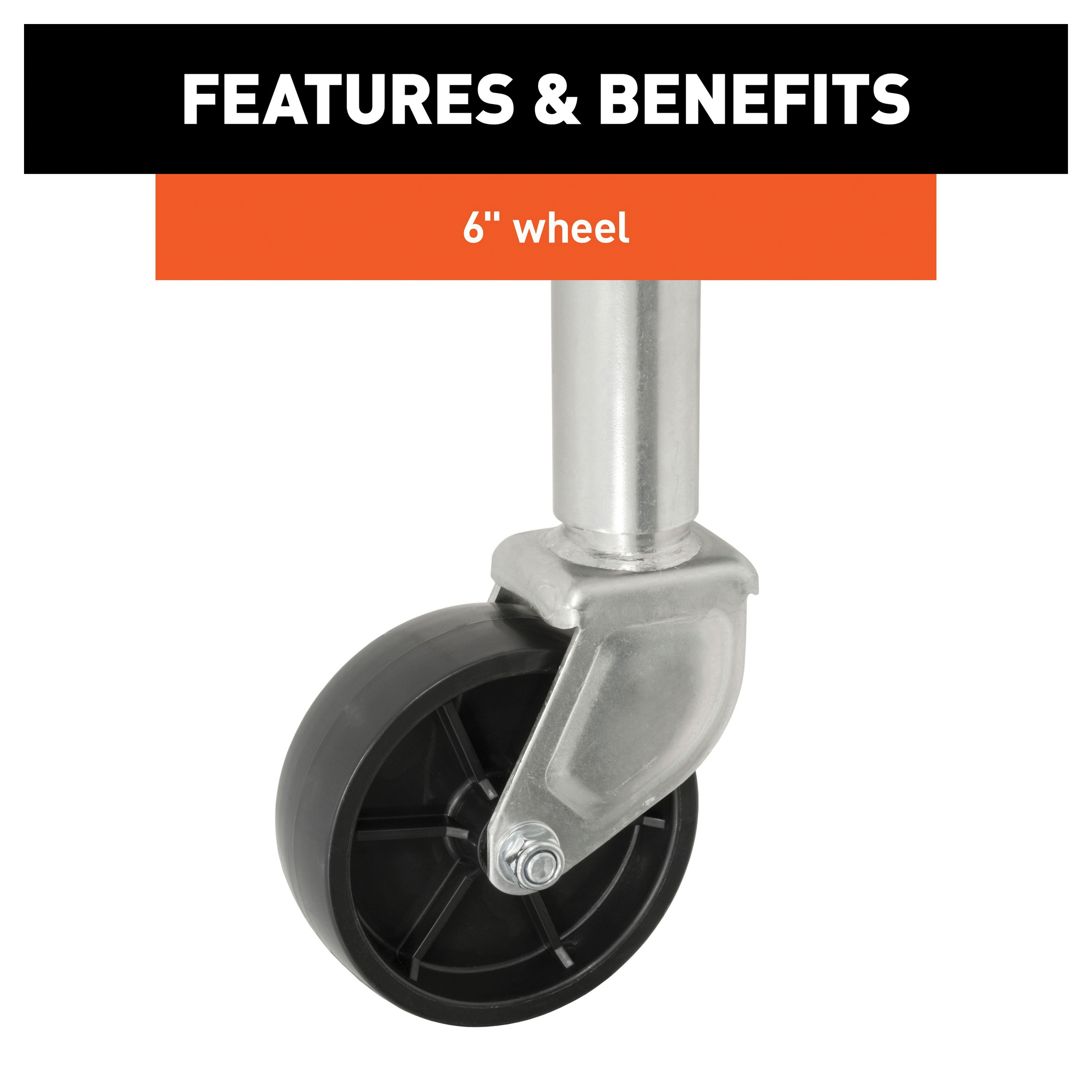 Curt 28101 Marine Jack with 6 in Wheel, 1000 lb Lifting, 10 in Max Lift H, 23-1/4 in OAH, Composite - 5
