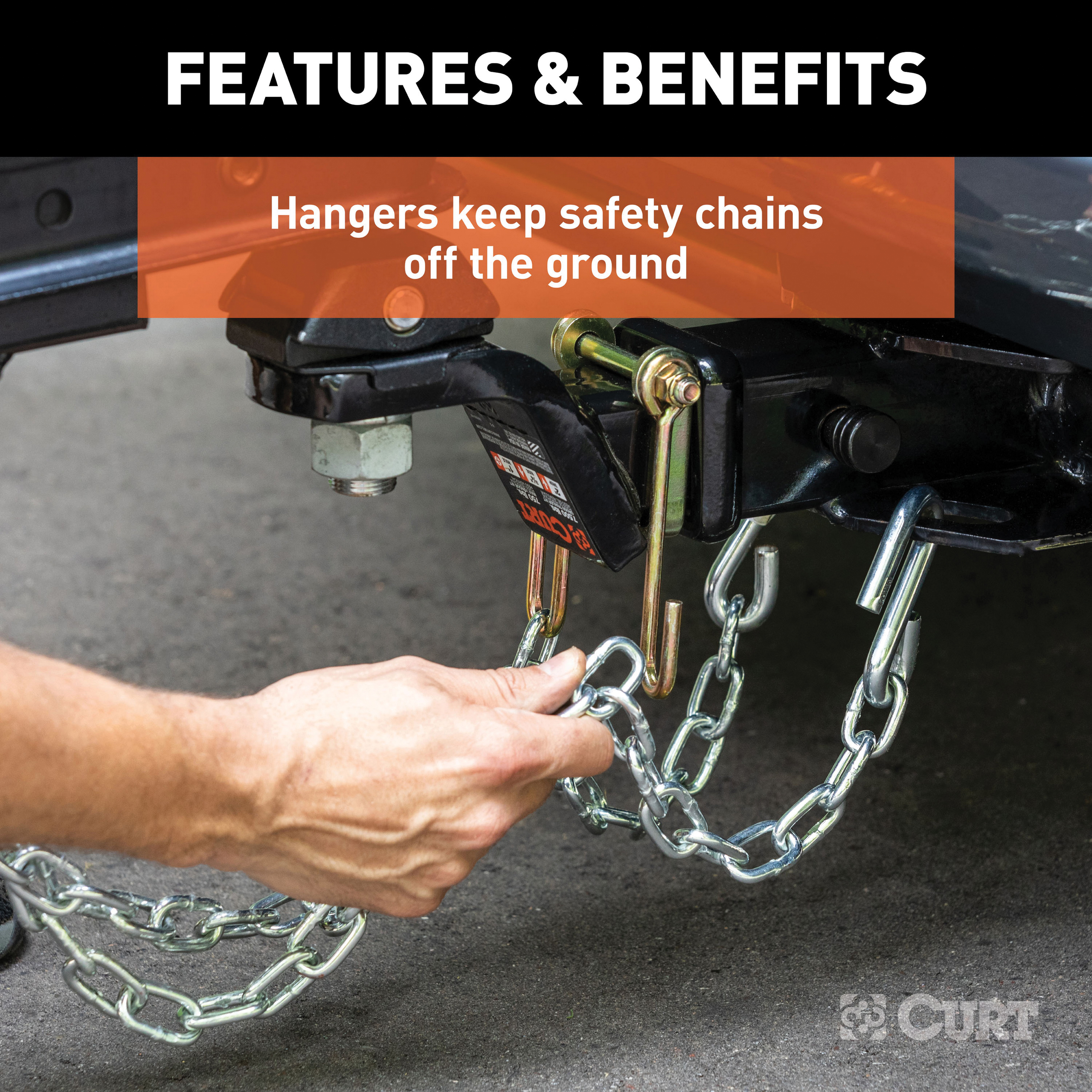 Curt 45806 Trailer Safety Chain Holder Bracket, Carbon Steel, Zinc - 5