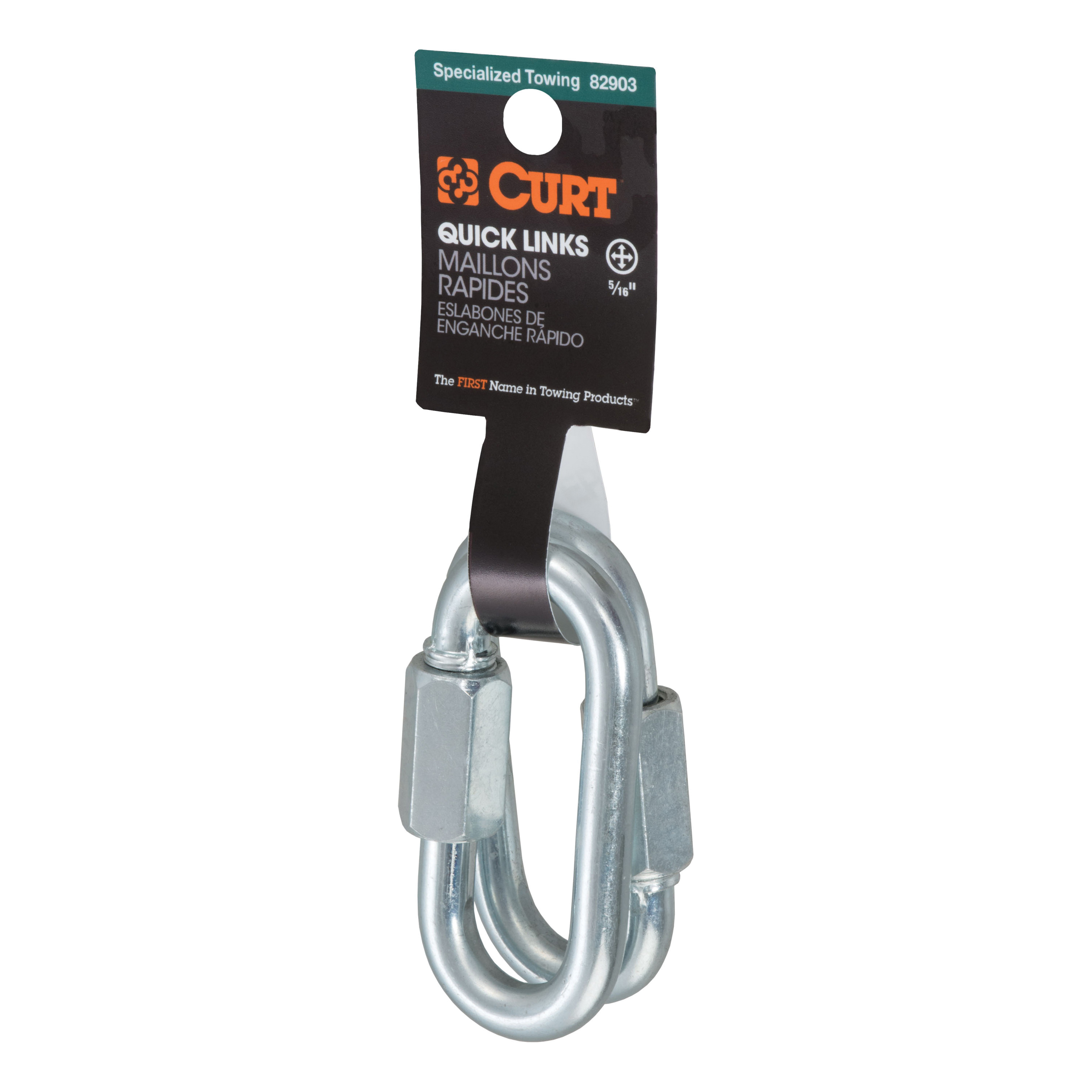 Curt 82903 Quick Link, 5/16 in Trade, 1760 lb Working Load, Steel, Clear Zinc - 5