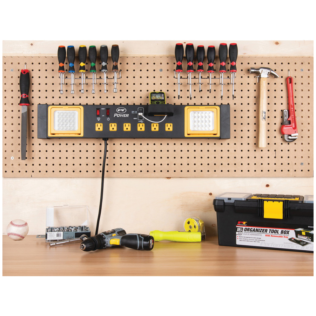 Performance Tool Firepoint X W2279 Workbench Power Station, 14/3 AWG Cable, 6 ft L Cable, 3-Prong, Grounded Plug - 2