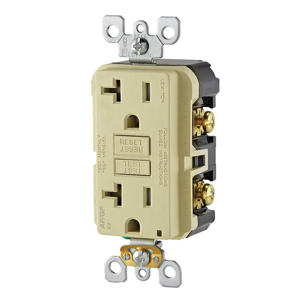 SmartlockPro AGTR2-I Receptacle/Outlet, 125 VAC, 20 A, NEMA: NEMA 5-20R, AFCI/GFCI Socket, Back, Side Wiring, Ivory - 4