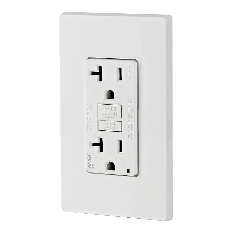 SmartlockPro AGTR2-W Receptacle/Outlet, 125 VAC, 20 A, NEMA: NEMA 5-20R, AFCI/GFCI Socket, Back, Side Wiring, White - 2