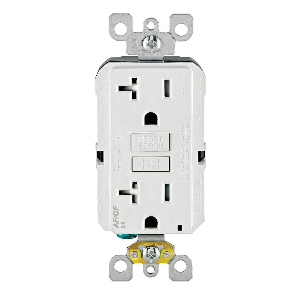 SmartlockPro AGTR2-W Receptacle/Outlet, 125 VAC, 20 A, NEMA: NEMA 5-20R, AFCI/GFCI Socket, Back, Side Wiring, White - 3