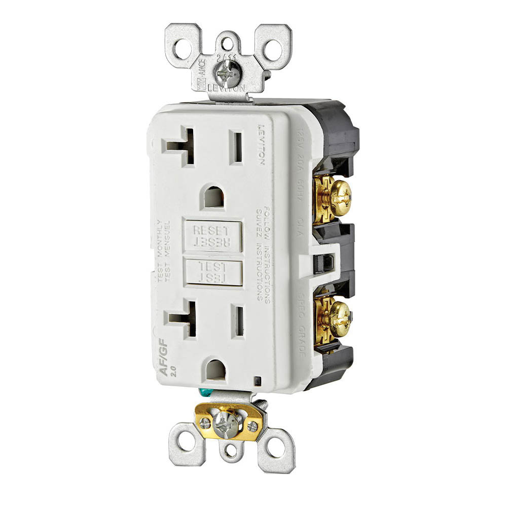 SmartlockPro AGTR2-W Receptacle/Outlet, 125 VAC, 20 A, NEMA: NEMA 5-20R, AFCI/GFCI Socket, Back, Side Wiring, White - 4
