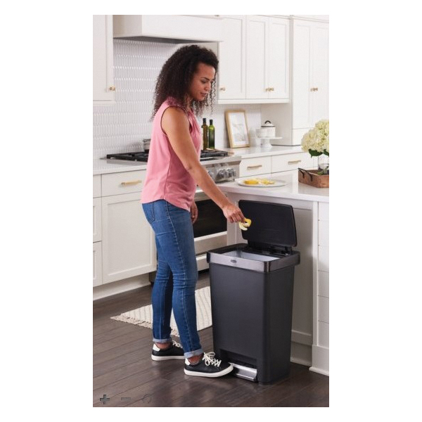 Rubbermaid Premier III Series 2120983 Step-On Trash Can, 13 gal, Plastic, Charcoal, Lid - 4