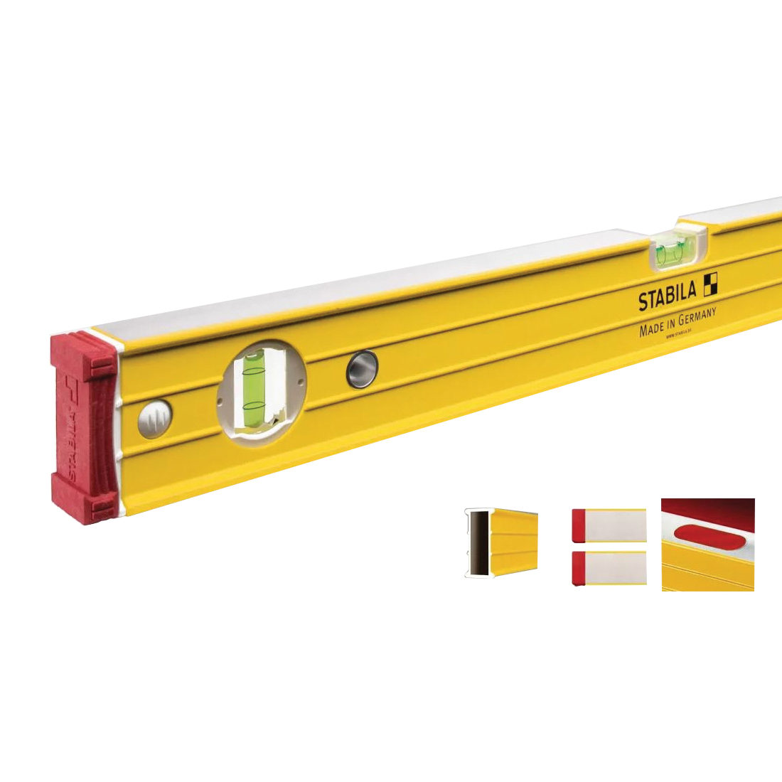 Stabila 38616 Box Level, 16 in L, 3-Vial, Magnetic, Aluminum, Yellow - 2