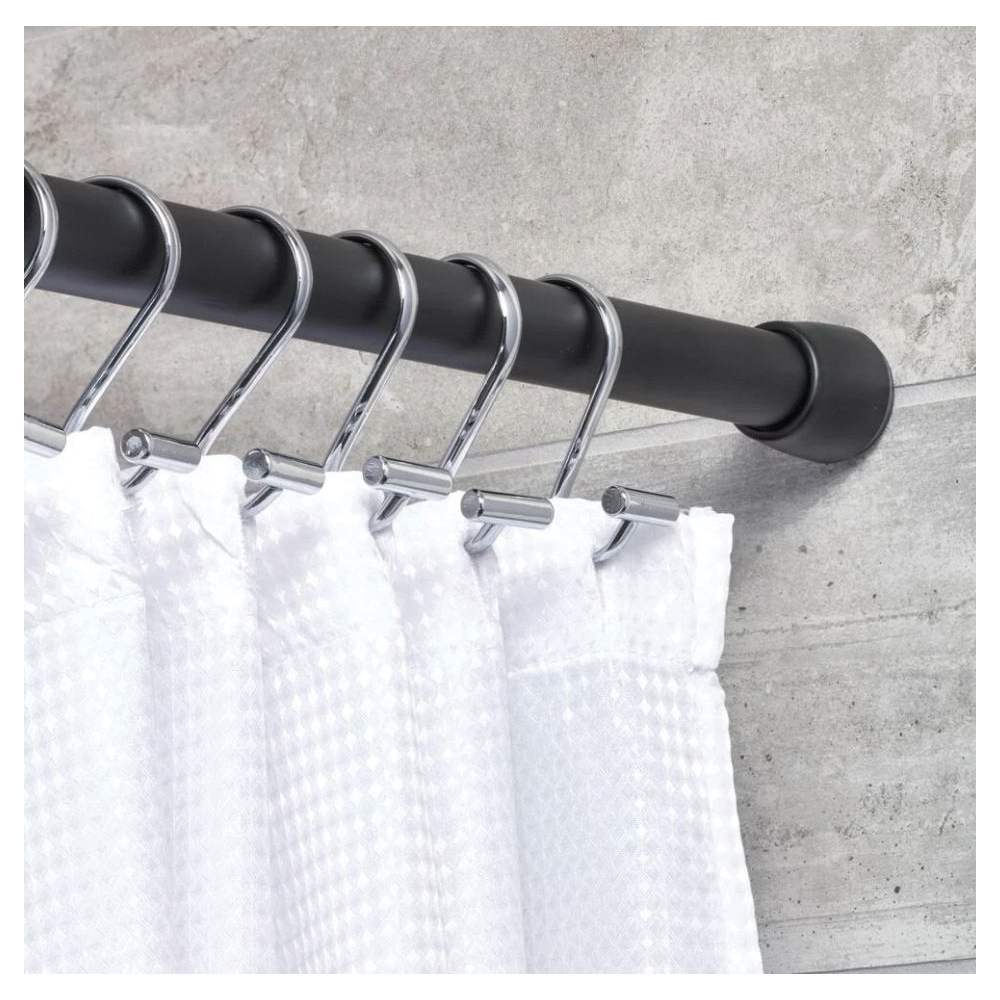 iDESIGN Cameo 78474 Tension Curtain Rod, 42 in OAL, Steel, Matte Black - 3