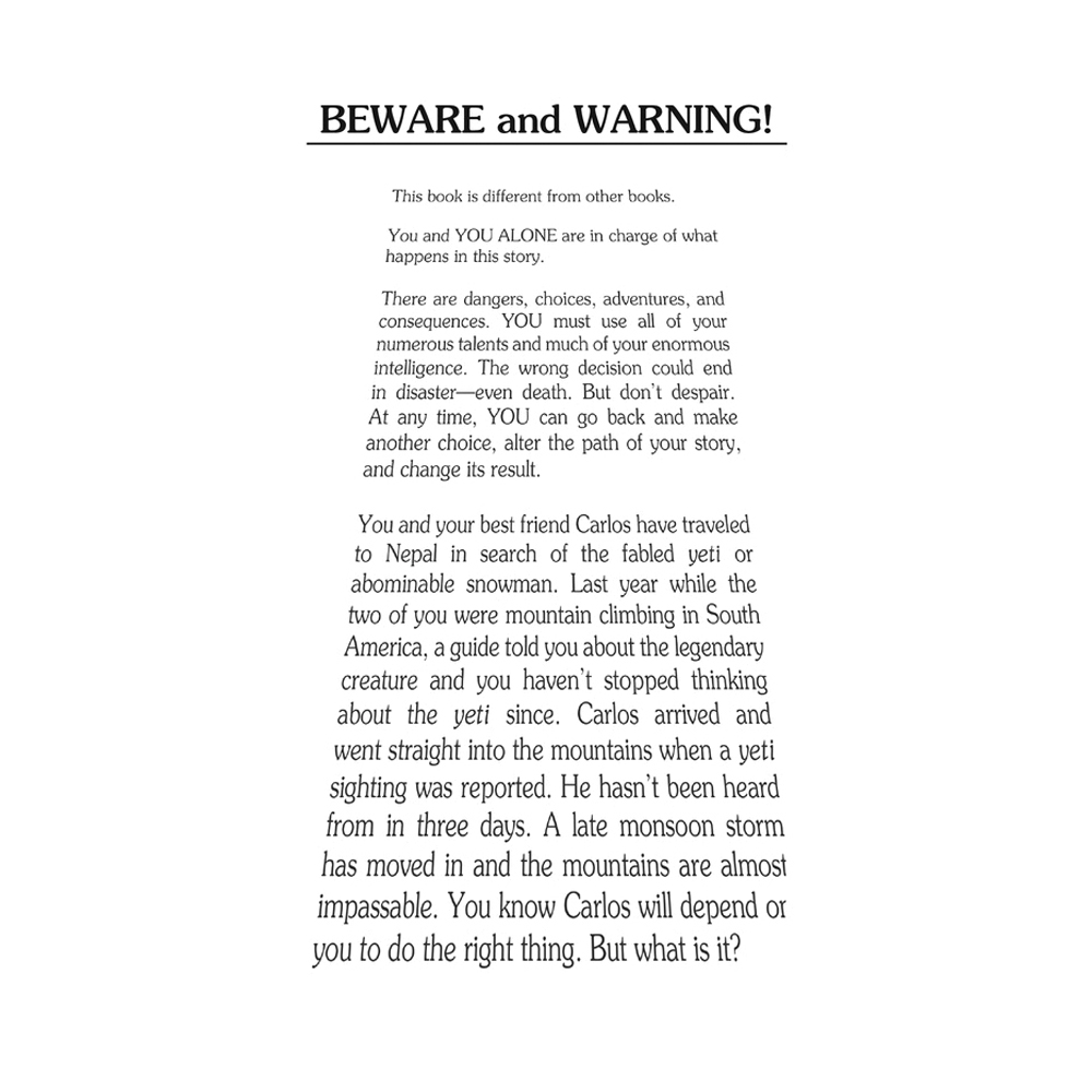 Choose Your Own Adventure Choose Your Own Adventure Series LY29-3B Book, The Abominable Snowman, English, Paperback - 2