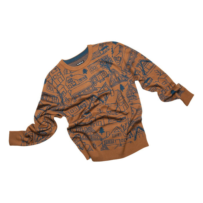 Kavu 5134-2052-4 Highline Sweater, XL, 45 to 47 in Chest, It Takes A Village, Crew Neck, Acrylic/Nylon/Polyester/Wool - 5