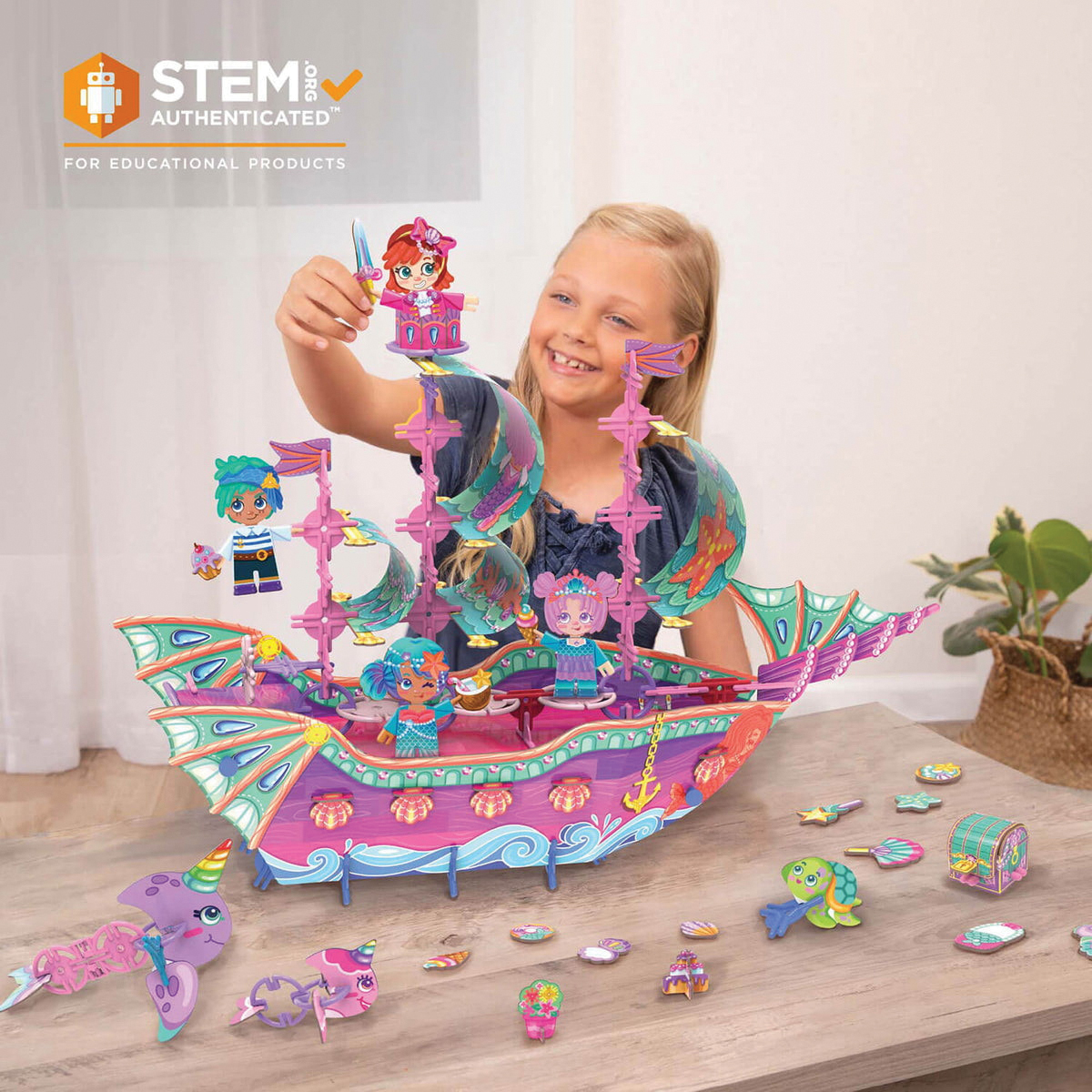 Pinxies PIN-MER-02 Marvelous Mermaid Ship, 6 years and Up, Plastic, 160-Piece - 2